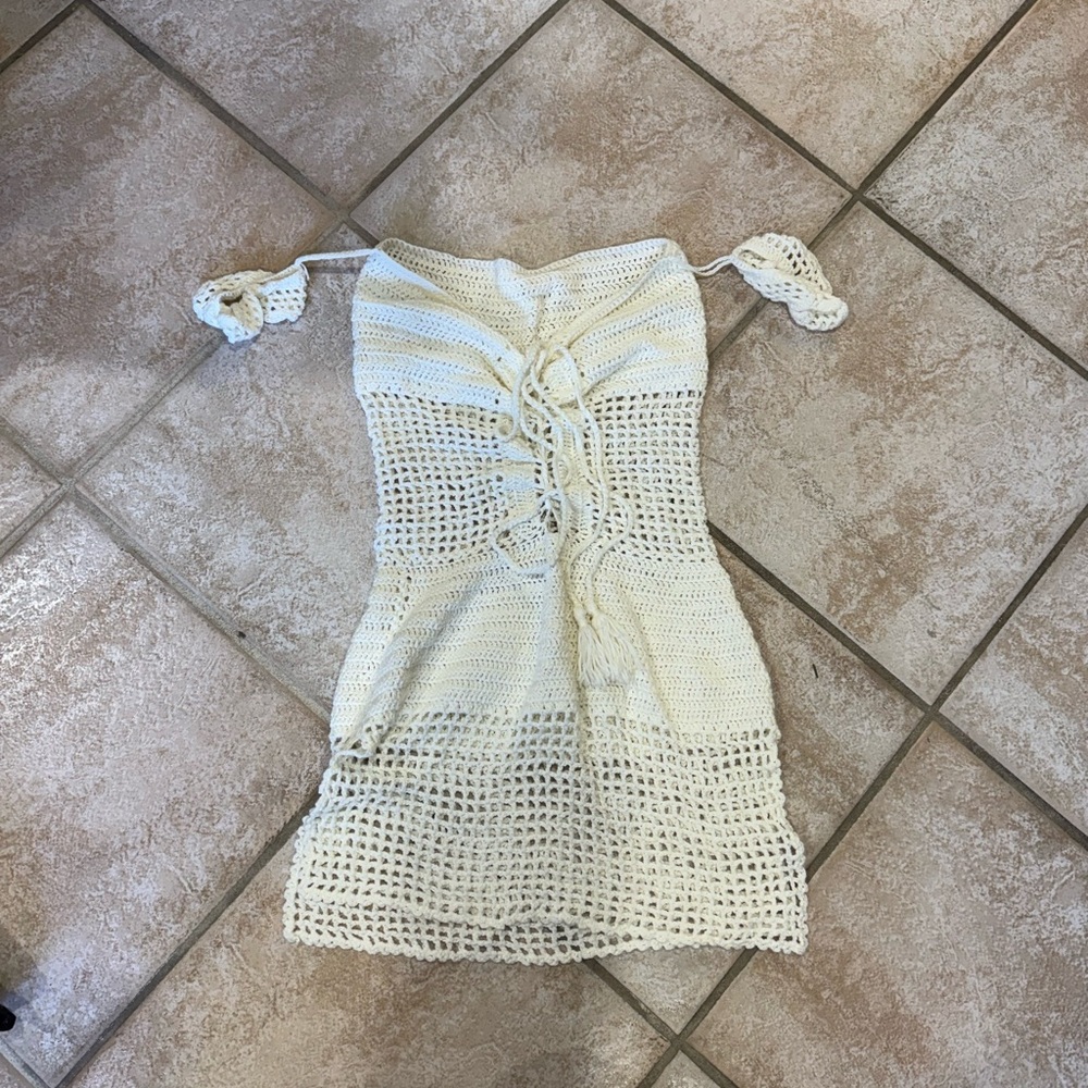 Hand knitted bikini cover mini dress